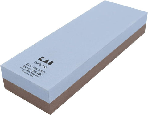 Image of Cutlery Combination Whetstone, 400 & 1000 Grit - Ideal for Sharpening Very Dull Blades, Includes Rubber Tray for Sharpening Stability