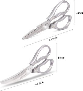 Heavy Duty Kitchen Scissors 2-Pack,High Stainless Steel Sharp Blade,Dishwasher Safe Meat Scissors Cooking Shear for Chicken Fish Meat Color SILVER