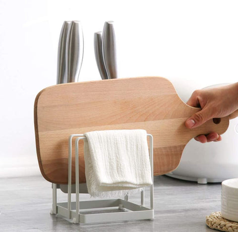 Image of Knife Holder,  Kitchen Cabinet Knife Holder without Knives, Universal Metal Knife Block Cutting Board Organizer, Kitchen Storage Organizer. (White)