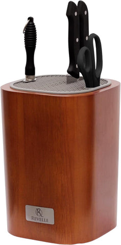 Image of Acacia Universal Knife Block without Knives - Slots for Scissors & Sharpening Rod - Holder Fits Knives & Is Designed to Protect Blades from Dulling - Water Proof Coating & Detachable Top