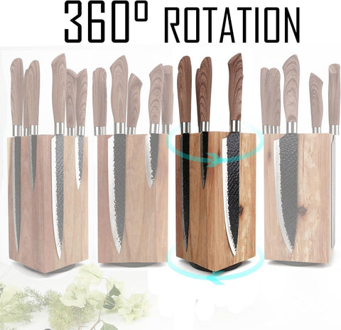 Image of Knife Block with Strong Magnets,360 Magnetic Knife Holder without Knives,Display Stand and Storage Rack without Knives