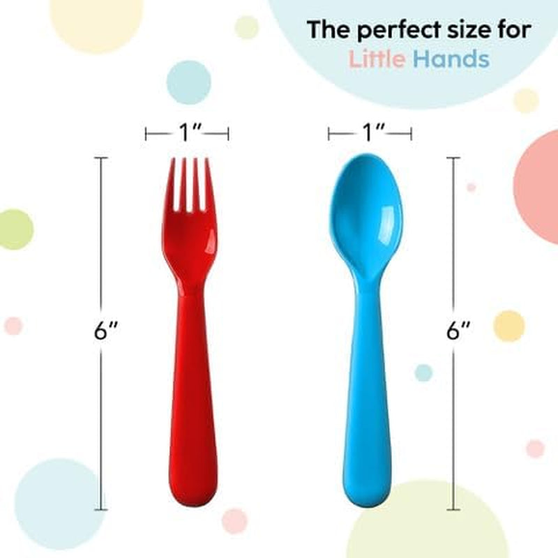 Toddler Utensils Set of 18 Plastic Kids Utensils Forks and Spoons - BPA Free/Dishwasher Safe Toddler Flatware Set Brightly Colored Children'S Safe Silverewre Cutlery Set
