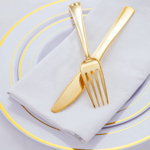 120 Pieces Gold Plastic Silverware - Disposable Flatware Set - Heavy Duty Plastic Cutlery - Silverware Includes 40 Forks, 40 Spoons, 40 Knives - Plastic Silverware