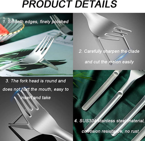 Image of 2 Pack Watermelon Fork Slicer, 2-In-1 Multifunctional Stainless Steel Watermelon Slicer, Upgrade Unique Design Summer Watermelon Cutter for Camping Kitchen.