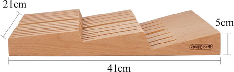 Image of In-Drawer Knife Block, Beech Wood Cutter Storage Holder Home Kitchen Drawer Knife Organizer Insert 15 Slots