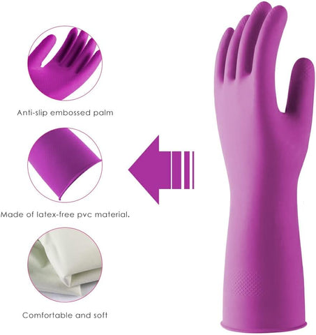 Image of Reusable Latex Gloves for Dishwashing Cleaning,Water Resistant Household Gloves for Kitchen Bathroom