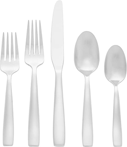 Image of Everdine 20 Piece Everyday Flatware Set, Service for 4 , 18/0 Stainless Steel, Silverware Set, Dishwasher Safe