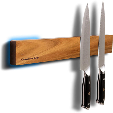 Image of Magnetic Knife Holder for Wall, Knife Magnetic Strip No Drilling 16.5″ (16”Knife Magnet Part), Kitchen Magnetic Knife Holder for Refrigerator, Wood Magnetic Knife Rack/Bar for Fridge