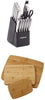 15-Piece Stamped Stainless-Steel Cutlery Set and Classic 3-Piece Bamboo Cutting Board Set Bundle