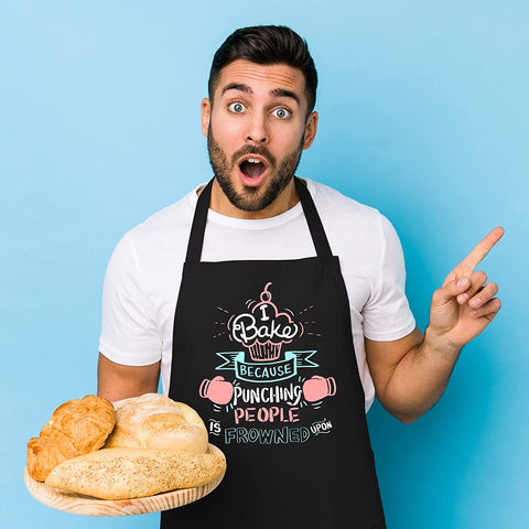Image of Funny Baking Aprons for Women Men, Cute Baking Gifts for Bakers, Kitchen Cooking Aprons with 2 Pockets - Birthday Housewarming Christmas Apron Gifts for Mom Wife Husband Sister Grandma