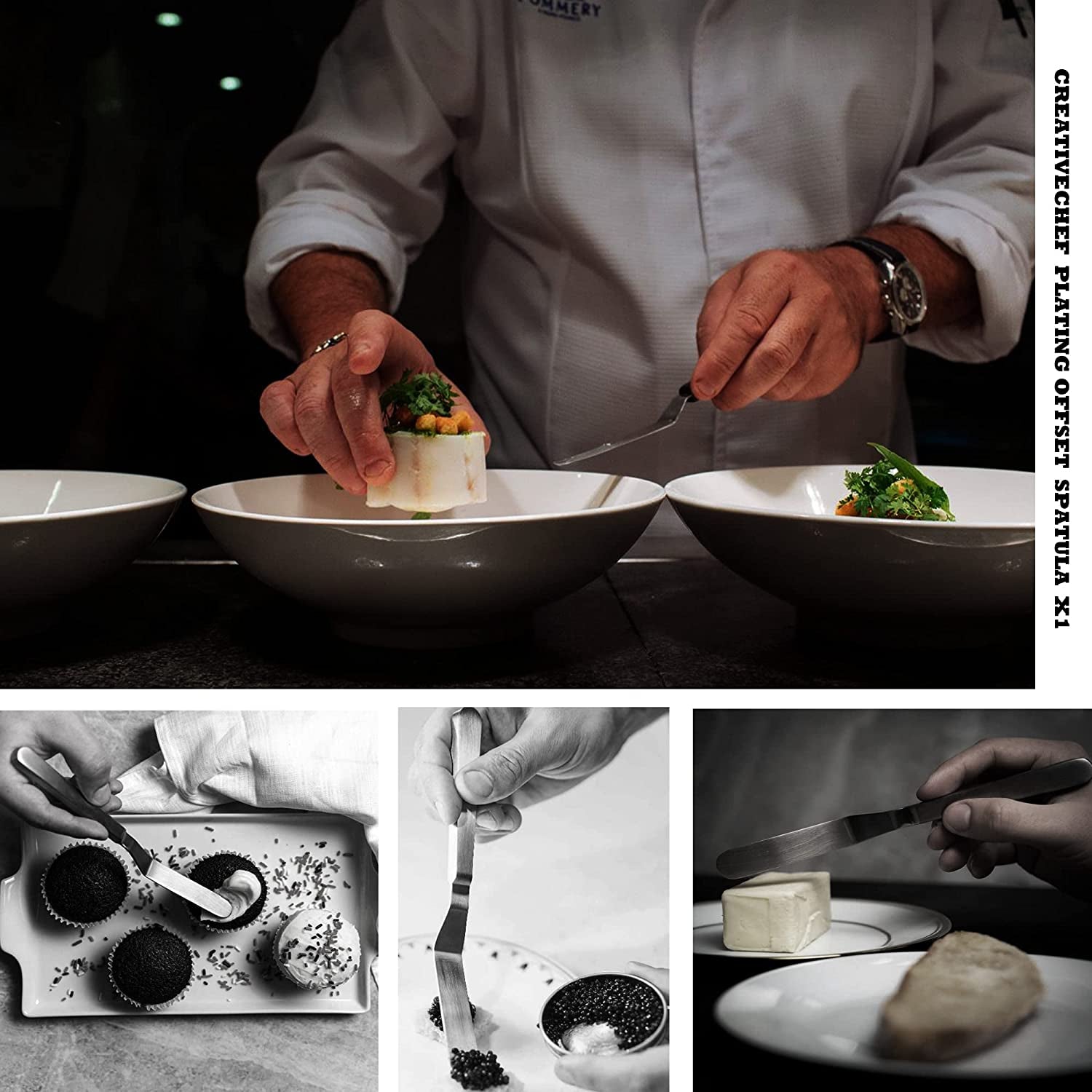 Professional Chef Plating Kit, 10 Piece Culinary Plating Set, Black, Stainless Steel (10 Piece, Black)