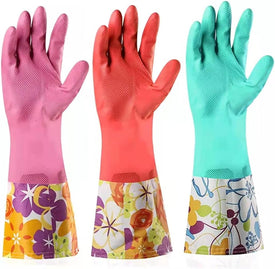 Dishwashing Rubber Gloves,  Non-Slip Household Laundry Kitchen Cleaning Gloves, Reusable PU Waterproof Latex Gloves