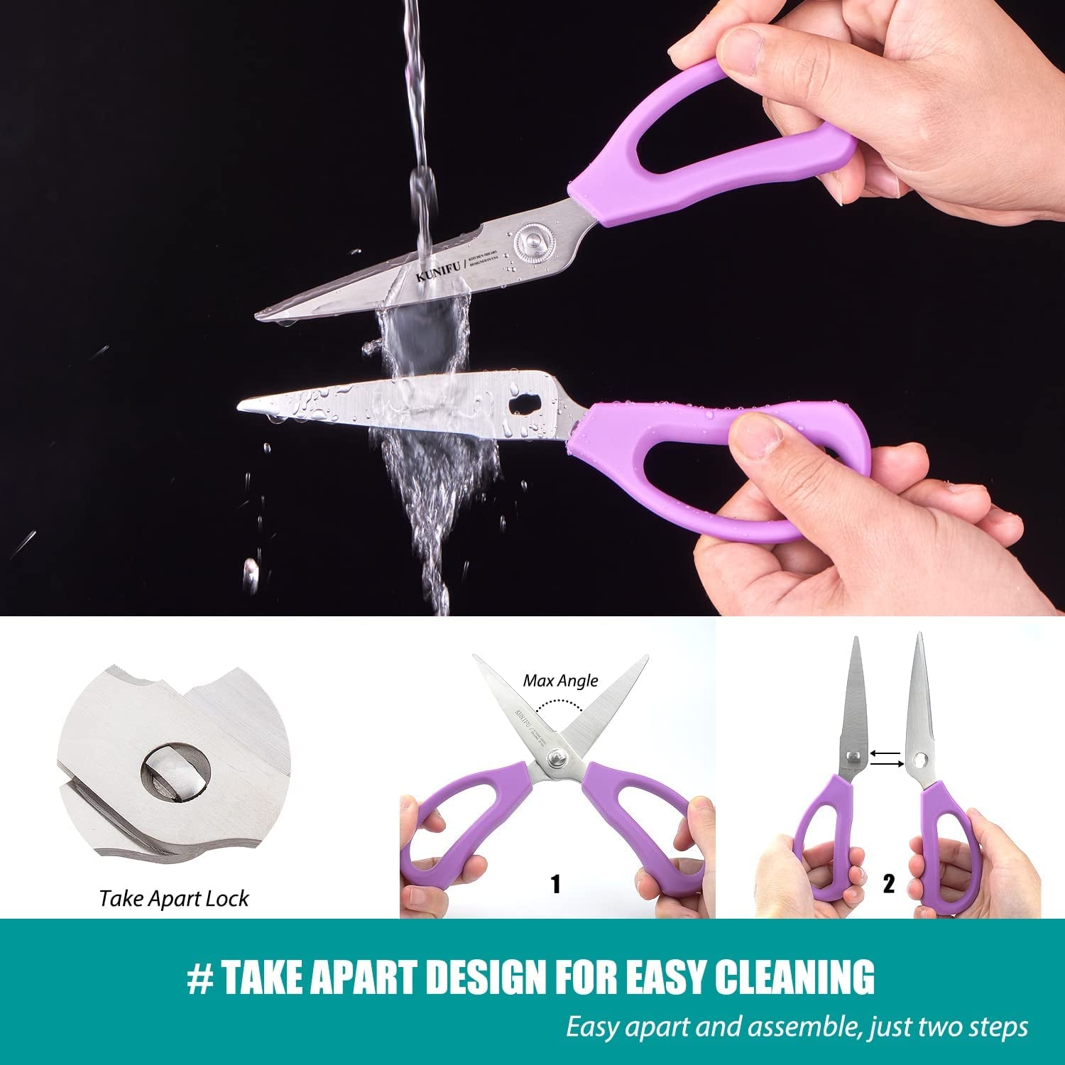 Kitchen Scissors All Purpose Heavy Duty, Kitchen Shears Come Apart Dishwasher Safe, Ultra Sharp Stainless Steel Kitchen Gadgets, Cooking Cutter for Chicken, Meat, Poultry, Fish, Herbs, Grape