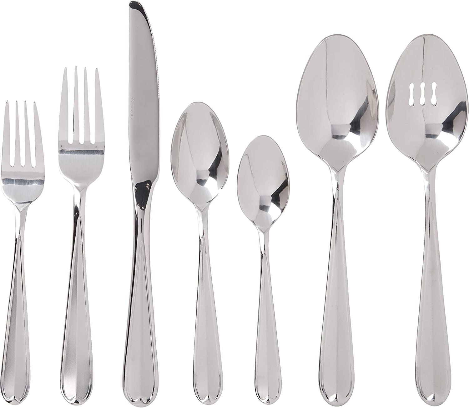Dylan 42 Piece Everyday Flatware, Service for 8, 18/0 Stainless Steel, Silverware Set