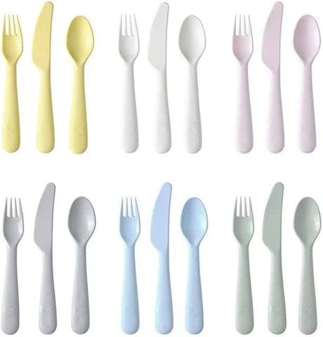 Image of 704.613.85 KALAS 18-Piece Flatware Set, Mixed Colours, Easier for a Child to Cut and Divide Food, Easy for Children to Grip in Their Small Hands, the Knife Has a Serrated Edge