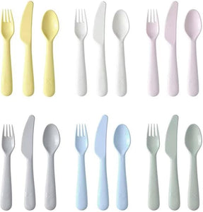 704.613.85 KALAS 18-Piece Flatware Set, Mixed Colours, Easier for a Child to Cut and Divide Food, Easy for Children to Grip in Their Small Hands, the Knife Has a Serrated Edge