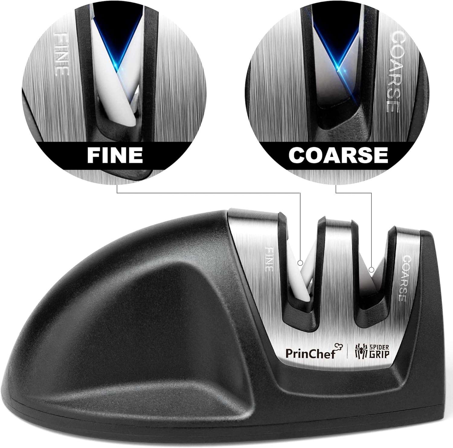 Knife Sharpeners, Kitchen Knife Sharpener with 2 Slots - for Coarse and Fine Sharpening | Blade Sharpener for Reshaping and Restoring Straight Knives, Easy to Use