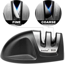 Knife Sharpeners, Kitchen Knife Sharpener with 2 Slots - for Coarse and Fine Sharpening | Blade Sharpener for Reshaping and Restoring Straight Knives, Easy to Use