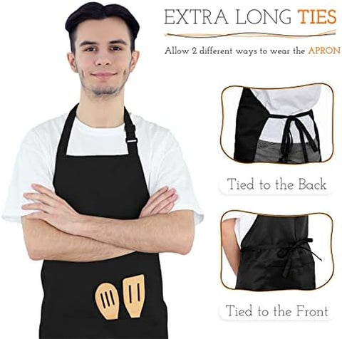 Image of Unisex Chef Apron, Professional Apron, Oil and Water Resistant, Heavy Duty Breathable, Large Straps and Large Pockets