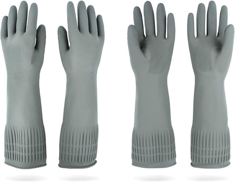 Image of MAMISON 2 Pairs Rubber Gloves - Long Rubber Gloves Dishwashing Gloves Large