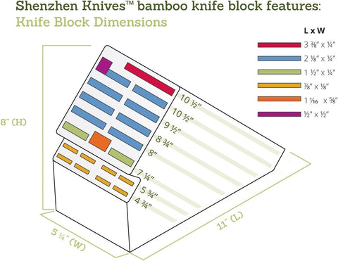 Image of 20 Slot Universal Knife Block:  Large Bamboo Wood Knife Block without Knives - Countertop Butcher Block Knife Holder and Organizer with Wide Slots for Easy Kitchen Knife Storage