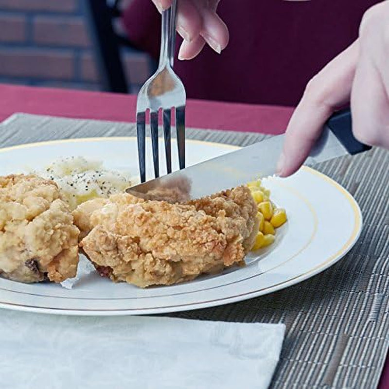 (Set of 96) Serrated-Edge Pointed-Tip Steak Knives, 5-Inch Stainless Steel Blade Steak Knives with Plastic Handles for Restaurants