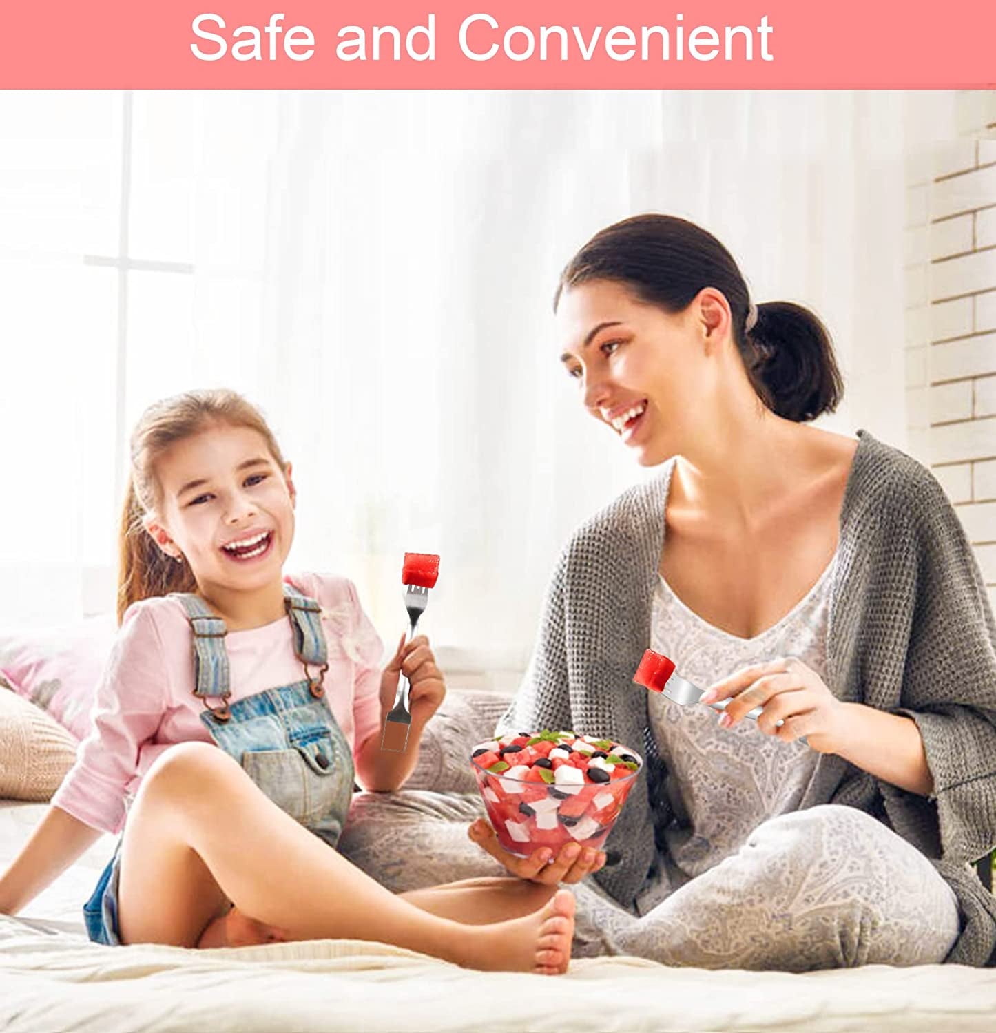 3PCS Watermelon Slicer Cutter, 2- In- 1 Watermelon Fork Slicer, 2023 New Watermelon Slicer Cutter Summer Watermelon Fruit Cutting Fork, Stainless Steel Fruit Forks for Family Parties Camping