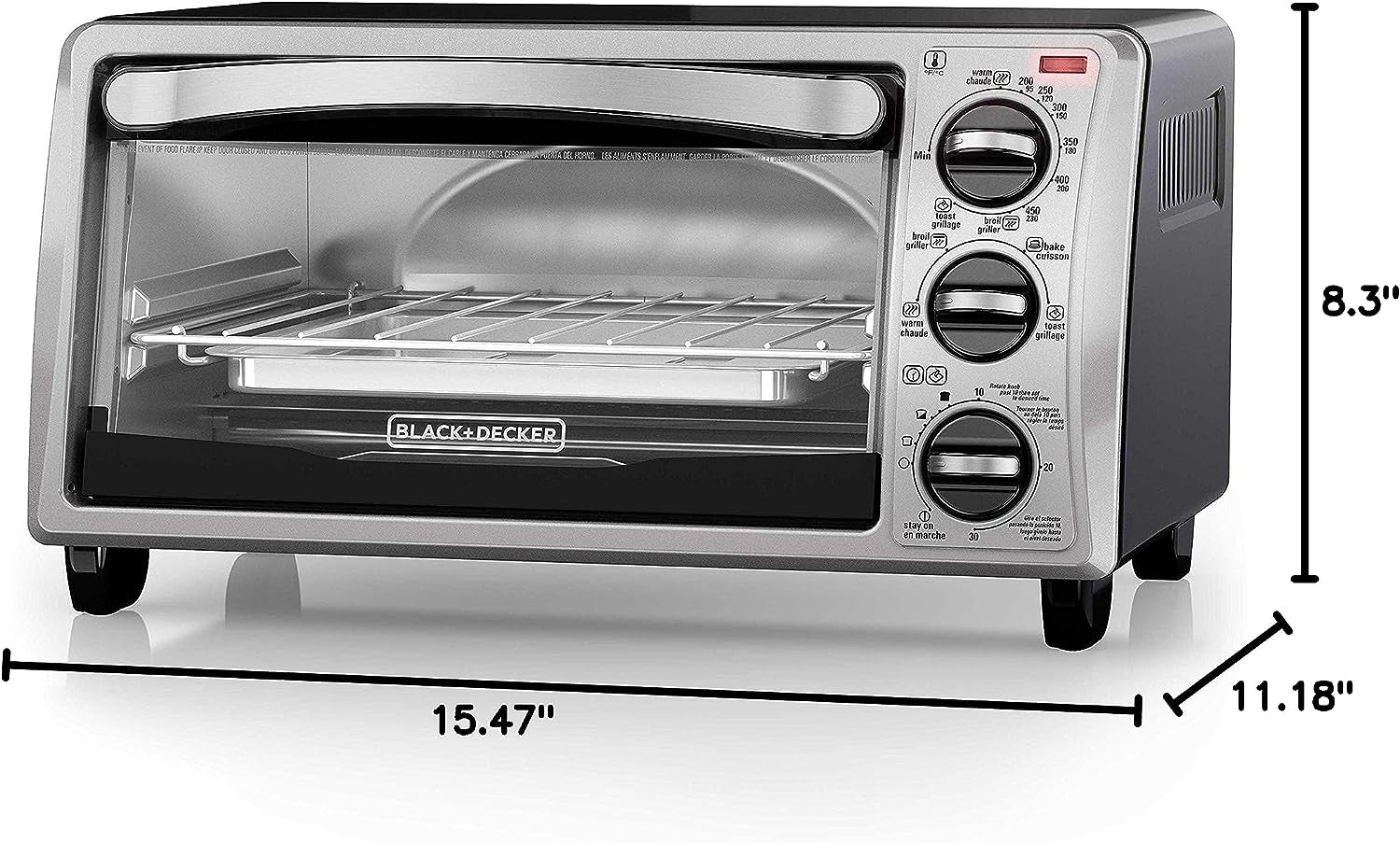 4-Slice Convection Oven, Stainless Steel, Curved Interior Fits a 9 Inch Pizza, TO1313SBD