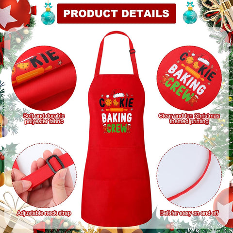 4 Pack Christmas Matching Aprons Christmas Baking Crew Kitchen Apron for Family Cooking Baking