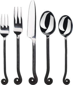 20-Piece Flatware Treble Clef Collection Black Silverware Cutlery Kitchen Sets, Stainless Steel Utensils Knife/Fork/Spoons, Dishwasher Safe