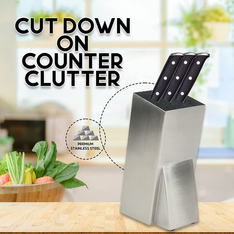 Image of Modern Stainless Steel Universal Knife Block Knife Holder Storage Organizer