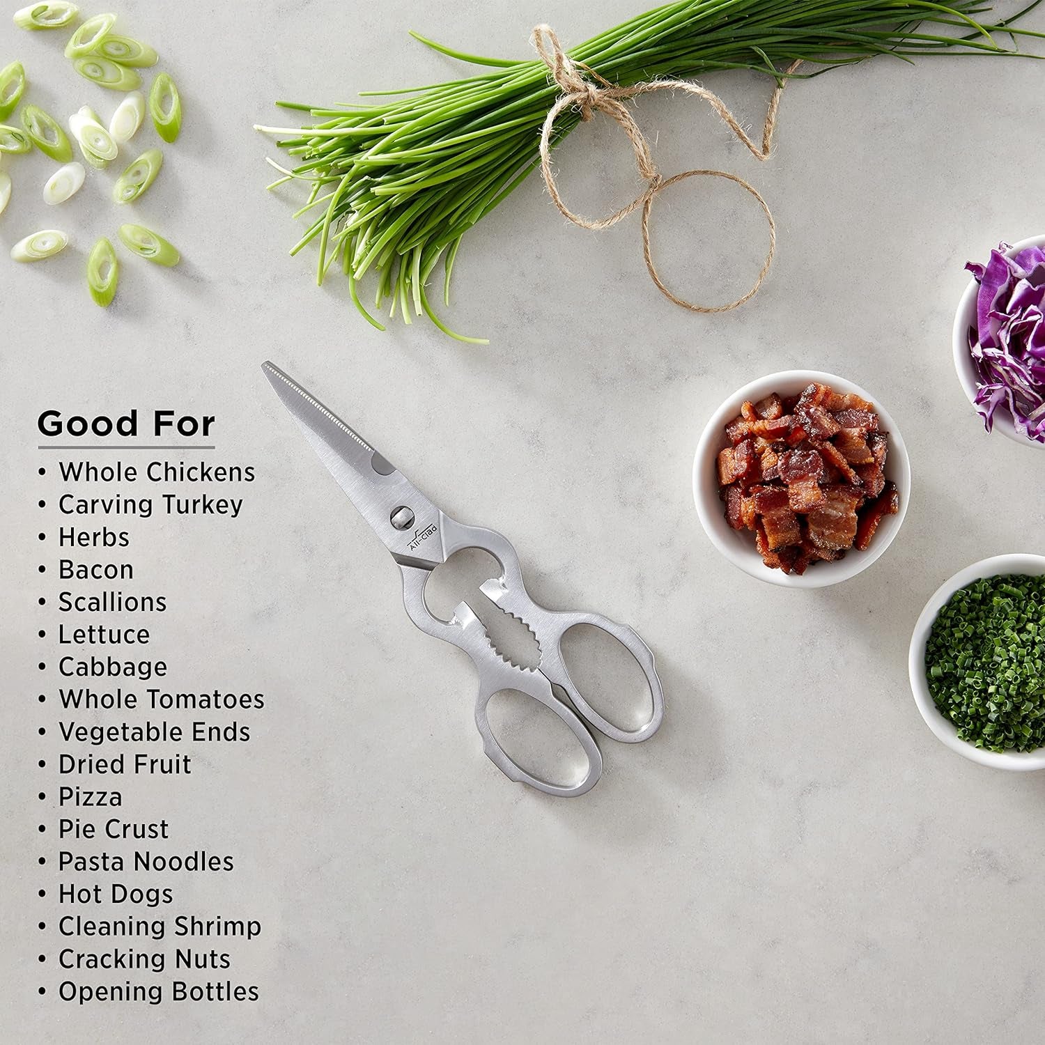 Tools and Accessories Stainless Steel Kitchen Scissors 7.5 Inch Kitchen Tools, Kitchen Hacks Silver