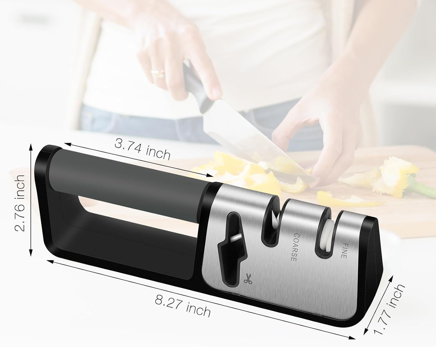 Knife Sharpeners, 4 in 1 Professional Knife Sharpening Kitchen Blade and Scissors Sharpening Tool, Powerful Professional Chef'S Kitchen Knife Accessories, Manual Knife Sharpener