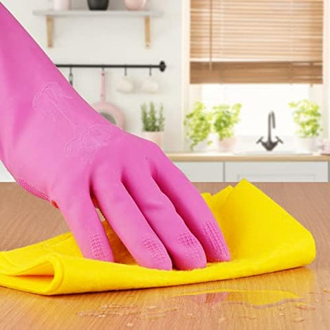 Image of Golden Non-Slip Reusable Kitchen Rubber Gloves (Large, 1 Pairs ), Cleaning, Kitchen