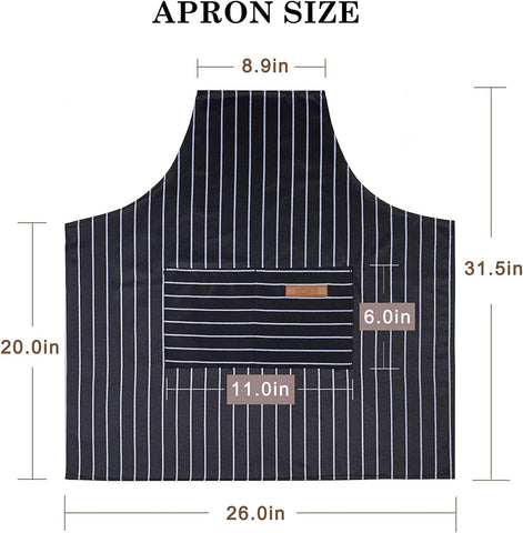 Image of Apron, Adjustable 2 Pack Bib Aprons with 2 Pockets Cooking Kitchen Aprons for Men Women BBQ Outdoors Baking Chef Apron