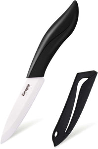 Paring Knife, Large Handle and Super Sharp Ceramic Knife Blade of 4 Inch,Rust Proof Stain Resistant,Abs Handle(Black).