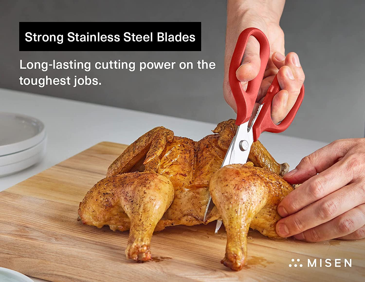 Kitchen Scissors - Multipurpose Kitchen Shears - Heavy Duty Food Scissors - Dishwasher Safe Meat Scissors, Red