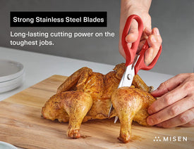 Kitchen Scissors - Multipurpose Kitchen Shears - Heavy Duty Food Scissors - Dishwasher Safe Meat Scissors, Red