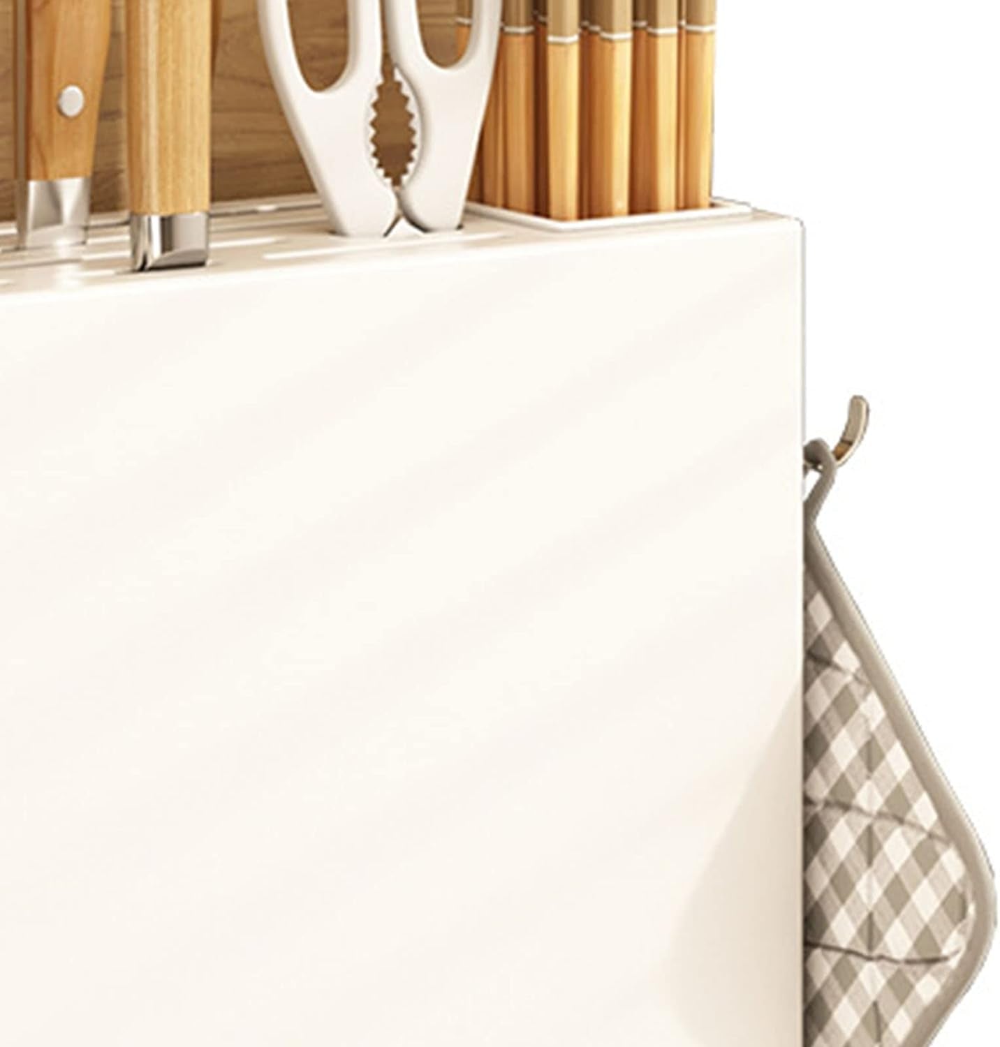 Kitchen Knife Drying Holder, Multifunction Kitchen Integrated Chopsticks Cutting Board Storage Rack Organizer White Fruit Knives, Kitchen Knives, Scissors, 13.2 X 5.2 X 9.1In