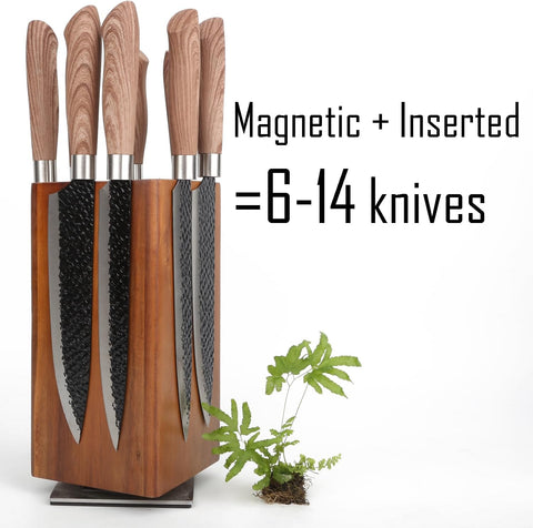 Image of Magnetic Knife Wooden Block 360 Rotatable Knife Holder Rack Magnetic Stands with Strong Enhanced Magnets Kinves Strip