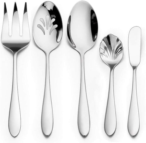 Image of 65-Piece Silverware Set with Serving Utensils,  Stainless Steel Flatware Cutlery Set for 12, Fancy Tableware Eating Utensils for Home Kitchen Restaurant Hotel, Mirror Polished, Dishwasher Safe