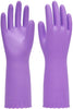 Reusable Dishwashing Cleaning Rubber Gloves, Dish Washing Gloves with Flocked Cotton Liner, Kitchen Gloves, Latex Free, Purple, Large