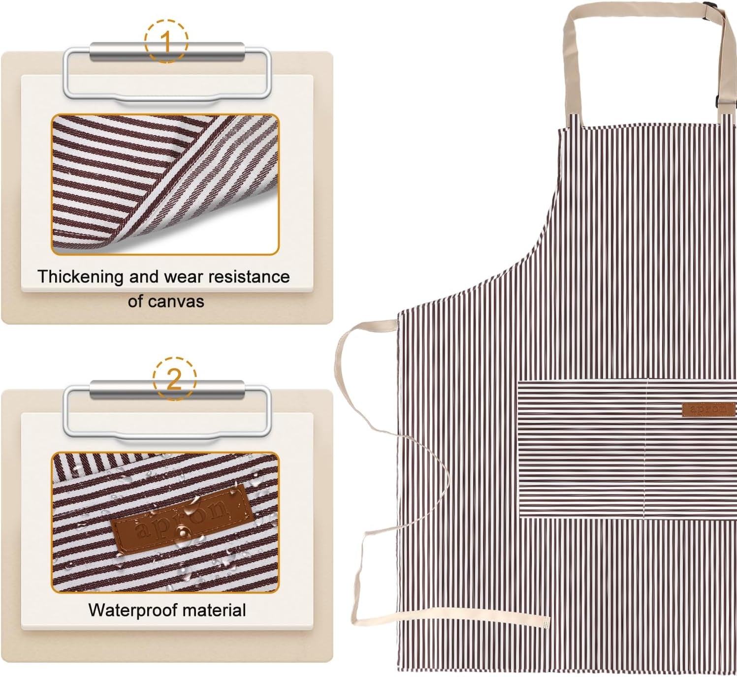 Adjustable Kitchen Cooking Apron with 2 Pockets Unisex Bib Chef Aprons for Women Men