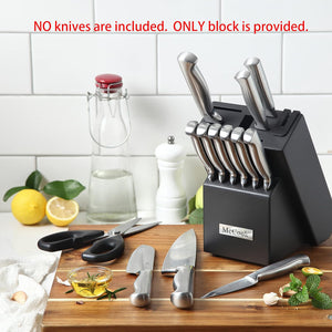 Knife Block W Built-In Sharpener Wood Kitchen Knife Block Holder without Knives Countertop Butcher Block Knife Holder and Organizer with 13 Slots for Easy Kitchen Knife Storage