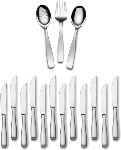 Image of Satin Loft 75-Piece 18/10 Stainless Steel Flatware Set with Serving Utensil Set, Service for 12