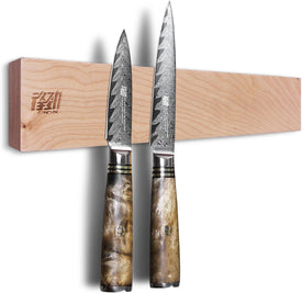 Wood Magnetic Knife Strip, Magnet Utensil Holder for Wall, Refrigerator, Wooden Rack for Kitchen Knives, No Drill (Beige, 12 Inches, without Knives)