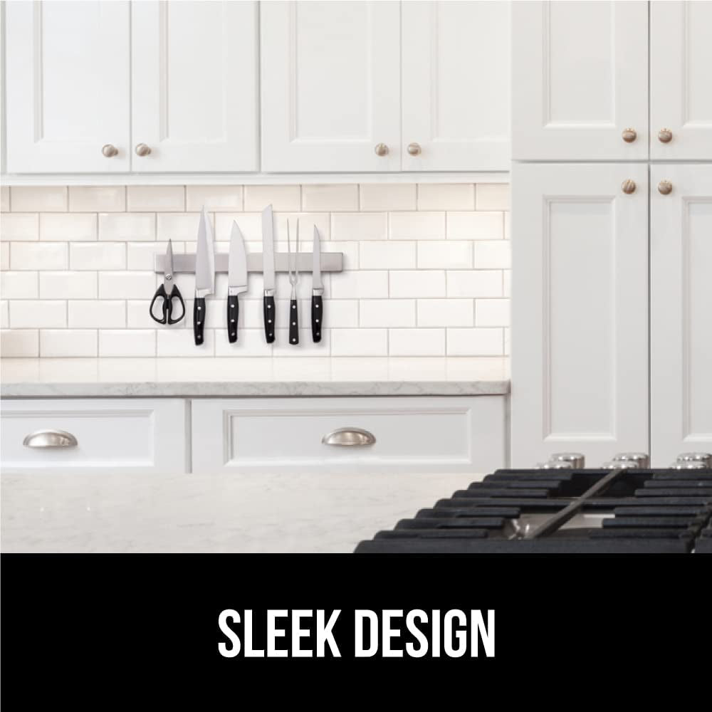 The Original  Stainless Steel Magnetic Knife Holder, 18 Inch, Heavy Duty Magnet Strip for Knives, Wall or Refrigerator Mounted Bar, Easy Install Rack, Securely Store and Organize Kitchen