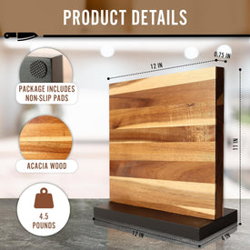 -Acacia Wood,Kitchen Knife Holder-Knife Holder Magnet,Knife Block without Knives,Knife Storage,Kitchen Knife Storage,Magnetic Knife Block-Magnetic Knife Holder-Knife Magnetic Holder,Knife Magnet