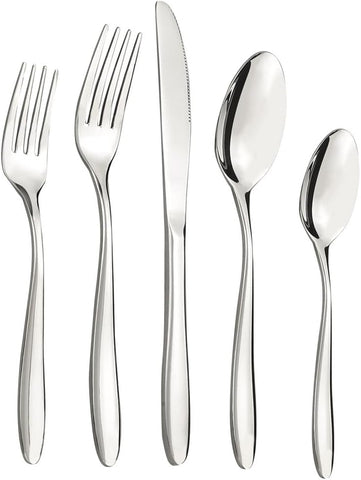 Image of Stainless Steel Flatware Set for 10, 50 Pieces Dinner Table Silverware