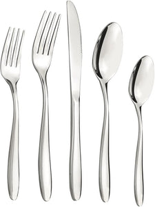 Stainless Steel Flatware Set for 10, 50 Pieces Dinner Table Silverware